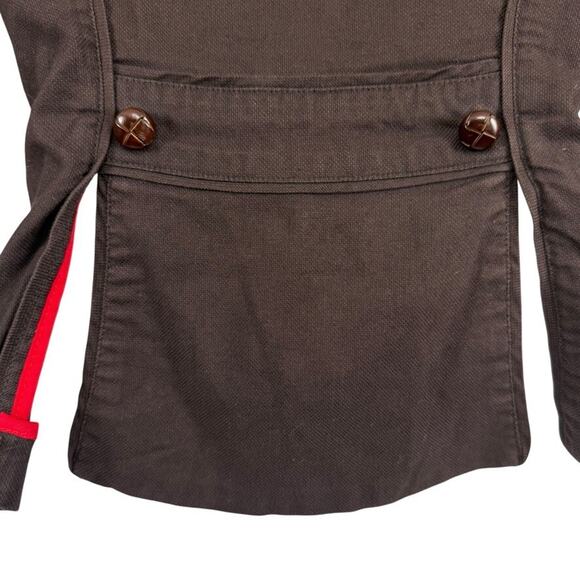 Diane von Furstenberg DVF Dark Brown Roll Tab Sleeve Jacket Cotton Stretch sz 4 - Picture 13 of 16